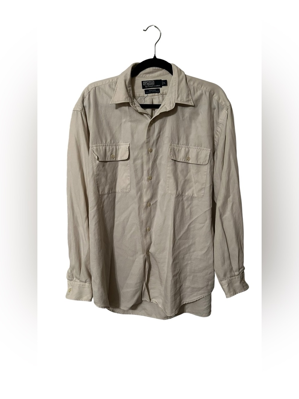 Vintage Polo by Ralph Lauren Benford Silk Cotton Blend Button Down Shirt Large